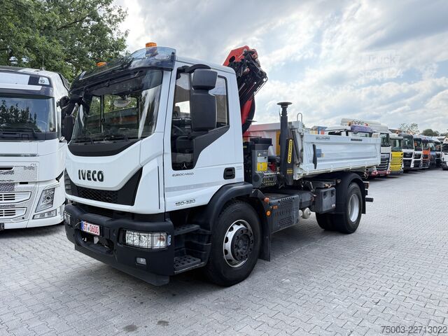 Háromirányú billenő teherautó Iveco EuroCargo 180-320 Kipper mit Kran Palfinger 12.501