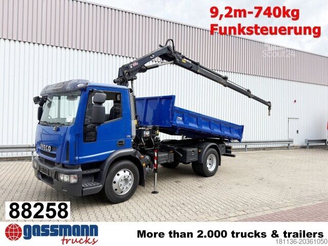 Tipper truck Iveco EuroCargo ML120E28K 4x2 mit Kran Hiab XS088 ES-3