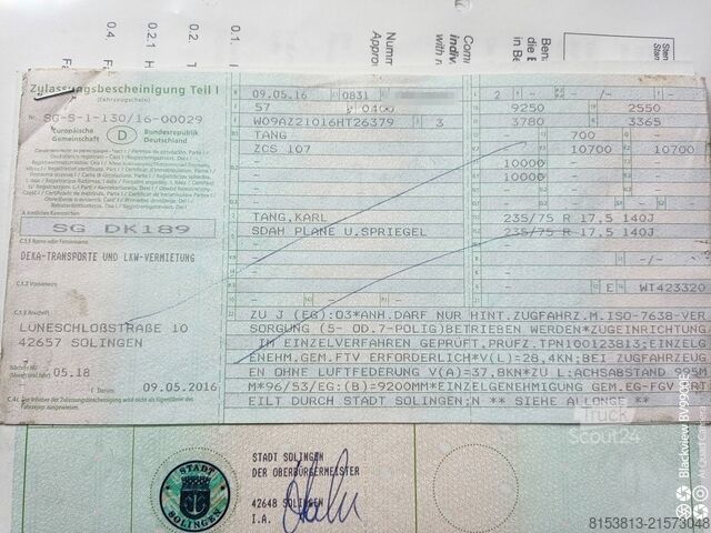 Rimorchio aperto con telone Tang ZCS 107