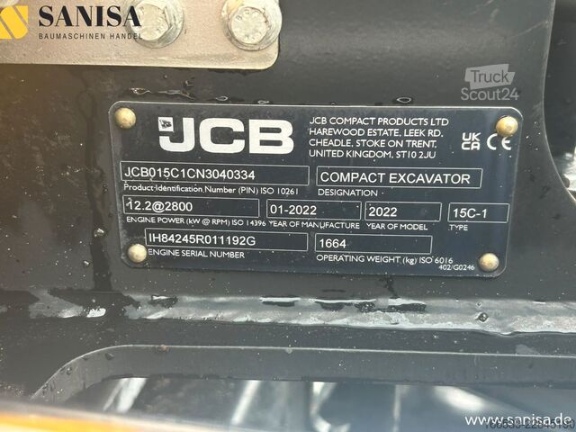 Minirýpadlo JCB 15C-1/SW/2xLöffel/1,7 t/Schwenkarm