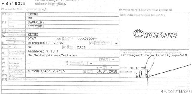 Semirremolque abierto con toldo KRONE SDP 27 eLB50-CS*LiftA*Edscha