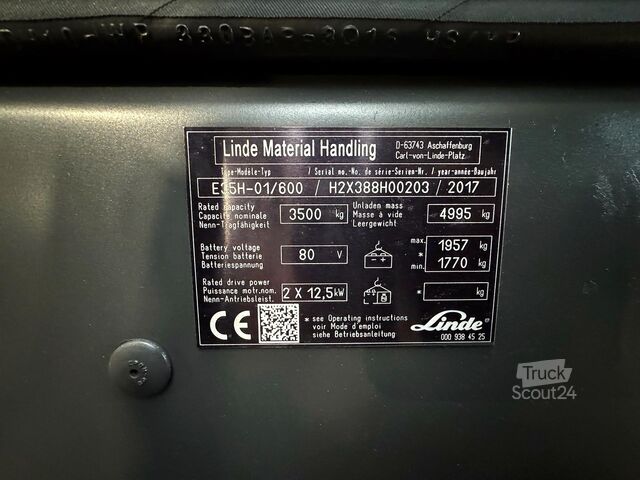 2017 خدمة حتى 07/2027 11,137 ساعة عمل Linde E 35/600H-388-01