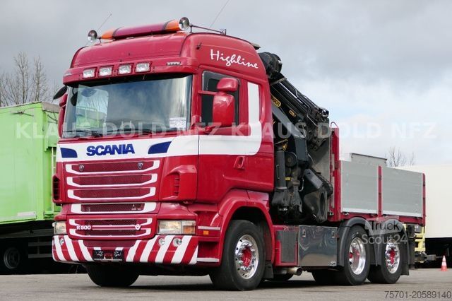 Autocarro con cassone fisso SCANIA R500 Pritsche Kran Palfinger Lift-/Lenkachse Eu5