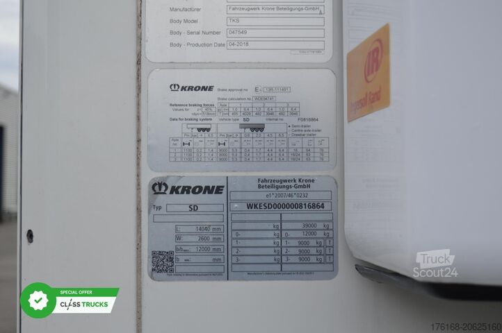 Refrižeratorinė puspriekabė KRONE SDR 2Deck FP60 SLXi 300 Lifting Axle