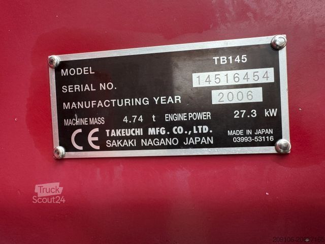 Мини-экскаватор TAKEUCHI TB 145 Powrtilt 3xSchaufeln 4750 kg Top