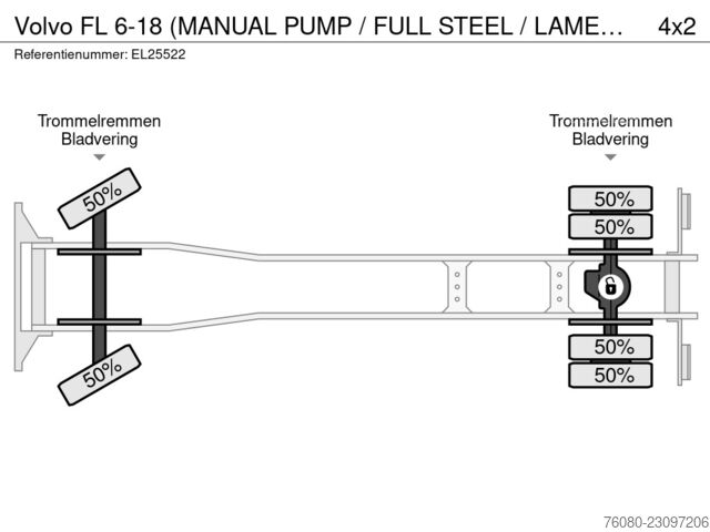 Volvo FL 6-18 (MANUEL POMPA / TAMAMEN ÇELİK / YAYLAR / 11.000 LİTRE) EL25522 Volvo FL 6-18 (MANUAL PUMP / FULL STEEL / LAMES / 110...
