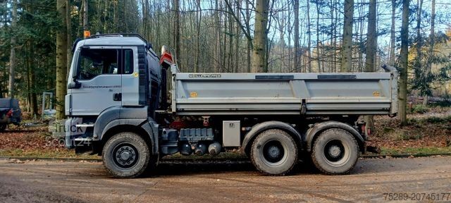 Three-sided tipper truck MAN TGS 26.480 6x4 6x6 Meiller Kipper Bordma Hydrodr