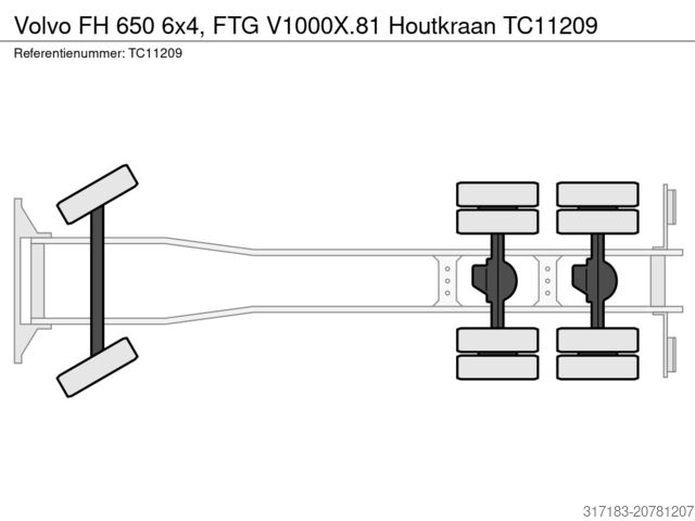 Транспортер для перевезення лісоматеріалів Volvo FH 650 6x4, FTG V1000X.81 Houtkraan