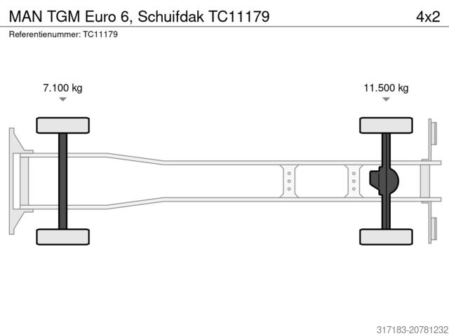 Curtain sided MAN TGM Euro 6, Schuifdak