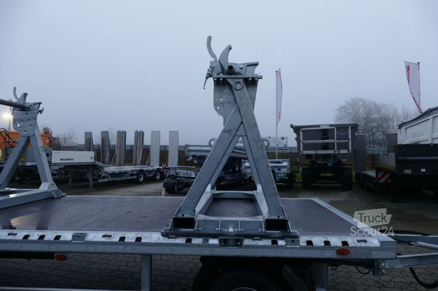 Remorque MÜLLER-MITTELTAL 3-achs Plateu Anhänger, mit 3 Kabelböcken
