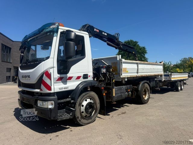 Kolmisivuinen kippiauto IVECO 140E250 Kipper mit HIAB Kran möglich mitAnhänger