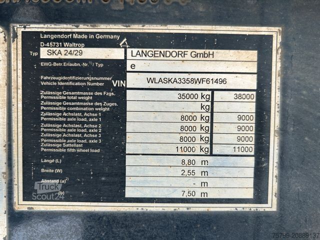 Semirimorchio ribaltabile LANGENDORF ALU Kipp-Auflieger mit 3 Achsen ca. 28m³