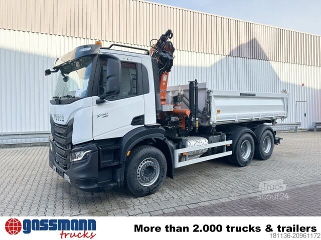 Tipvogn Iveco X-Way AD300X46Z 6x4 mit Kran Atlas AK 206.4E-A2,