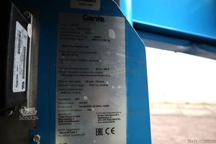 Ledad teleskopisk arbetsplattform Genie Z60/37FE Valid Inspection, *Guarantee! Hybrid, 4x4