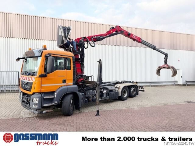 Abrollkipper MAN TGS 26.400 6x2-4 BL, Kran, Motorabtrieb,