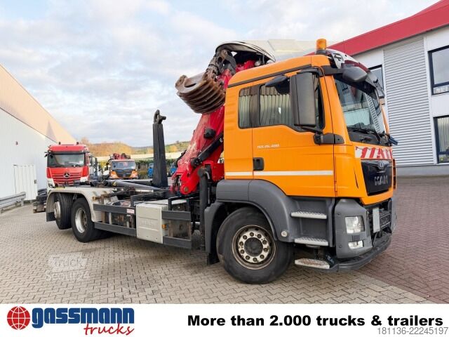 Abrollkipper MAN TGS 26.400 6x2-4 BL, Kran, Motorabtrieb,