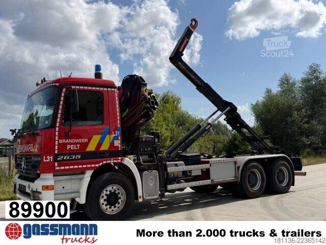 Kampós konténerszállító teherautó Mercedes-Benz Actros 2635 6x4, Kran Hiab XS 122B-3 Duo,