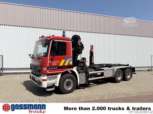Kampós konténerszállító teherautó Mercedes-Benz Actros 2635 6x4, Kran Hiab XS 122B-3 Duo,