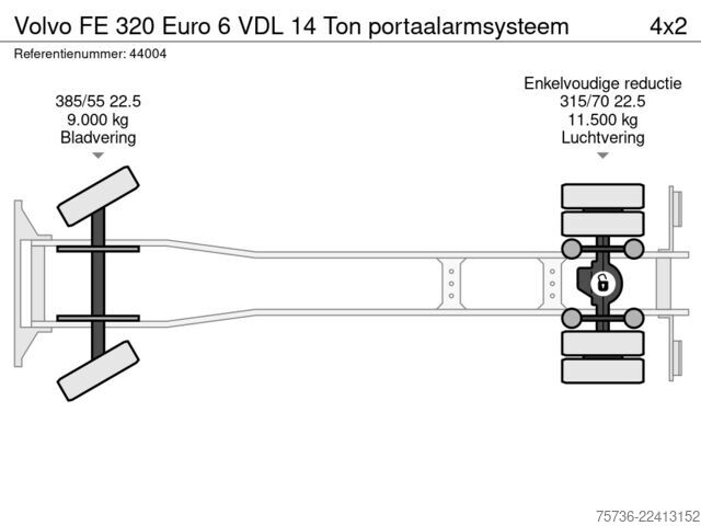 Система портальных рычагов Volvo FE 320 Euro 6 VDL 14 Ton portaalarmsysteem
