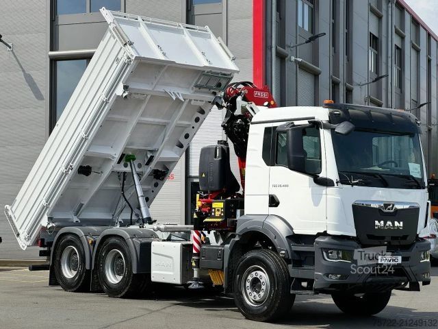 3-sided tipper MAN TGS 26.480 6x4 Krankipper Fassi F195.A.2.24