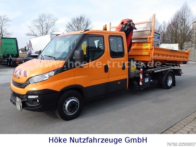 Furgone ribaltabile a tre lati IVECO 70 C 18 DoKa/Kipper/Palfinger Kran/Greifer/2xAHK