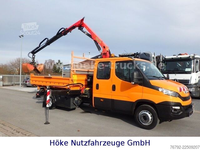 Furgone ribaltabile a tre lati IVECO 70 C 18 DoKa/Kipper/Palfinger Kran/Greifer/2xAHK