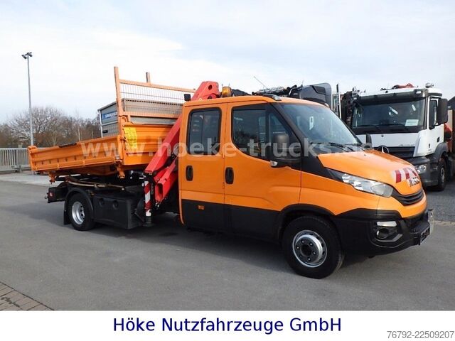 Furgone ribaltabile a tre lati IVECO 70 C 18 DoKa/Kipper/Palfinger Kran/Greifer/2xAHK