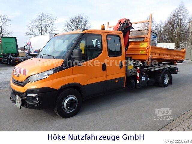 Furgone ribaltabile IVECO 70 C 18 DoKa/Kipper/Palfinger Kran/Greifer/2xAHK