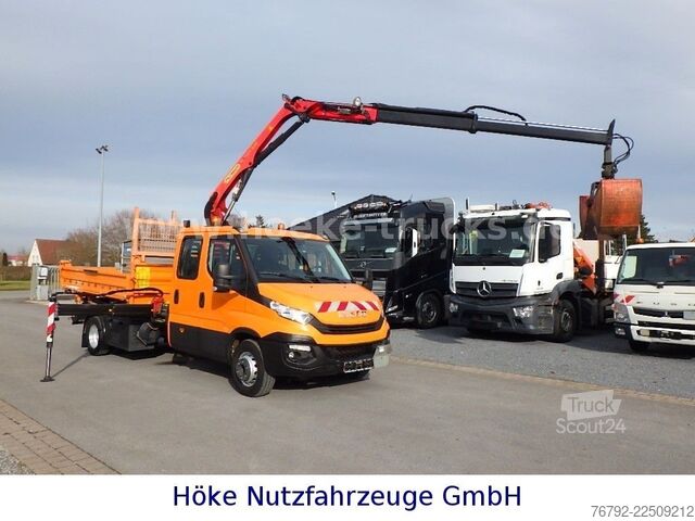 Furgone ribaltabile IVECO 70 C 18 DoKa/Kipper/Palfinger Kran/Greifer/2xAHK