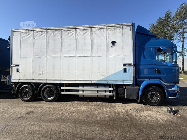 Schuifzeil Scania R450 6x2 PRITSCHE + KRAN FASSI F365 (4x) + RADI...