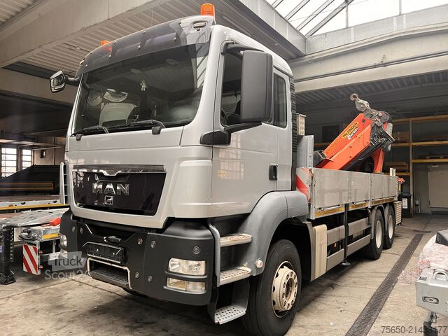 Camion plateau MAN Truck & Bus TGA08  TGS 26.440 6 x 4 BL mit Kran PK53002