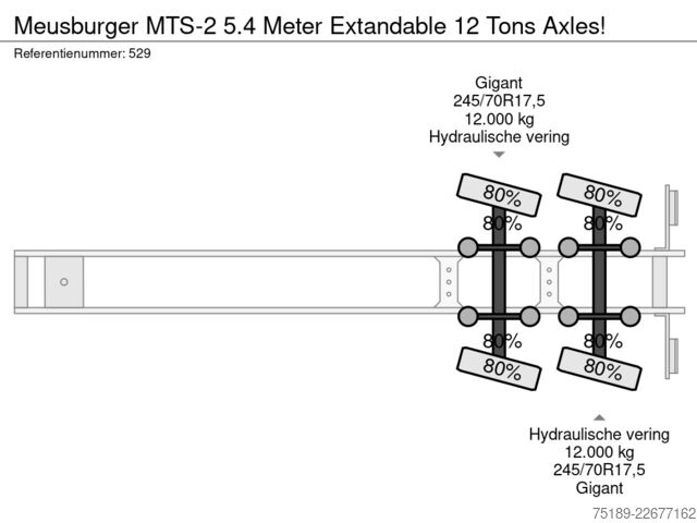 Dieplader Meusburger MTS-2 5.4 Meter Extandable 12 Tons Axles!
