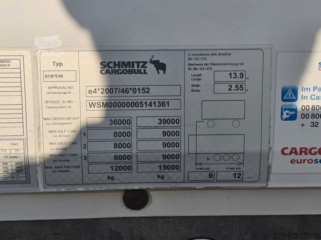 Skříňový návěs SCHMITZ CARGOBULL SCB S3B * LIFT * 2X PALETTENKASTEN *