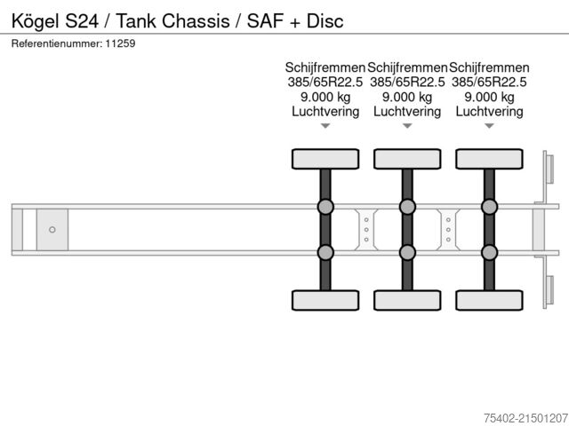 Containervervoer Kögel S24 / Tank Chassis / SAF + Disc