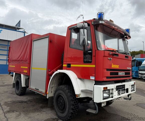Autocarro con pianale e telone IVECO 95E18 4x4 Allrad SW 2000 Feuerwehr Schlauchwagen
