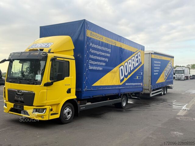 Jumbo vrachtwagen MAN TGL 8.220 + Humbaur HT, Pritsche/Plane, DE Truck