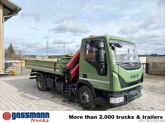 Tipper truck Iveco ML100E19 4x2, Kran HMF 810-K2, 2x AHK