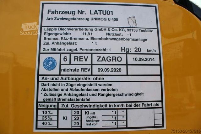 Speciale doeleinden vrachtwagen UNIMOG 405/12 U400 4x4 Zweiwege ZAGRO Rangierer Nr: 801