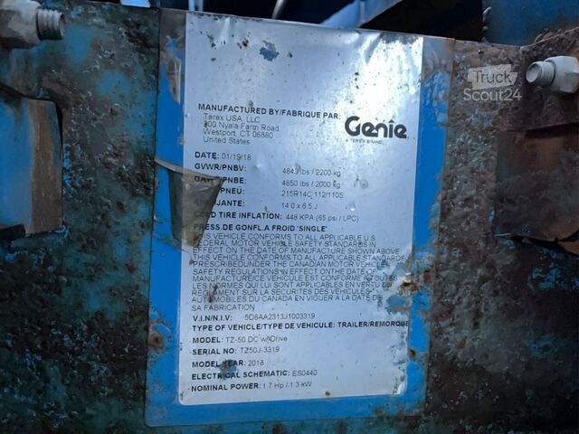 Подемник на стрелата, монтиран на ремарке Genie TZ-50 DC w/Drive (17m)