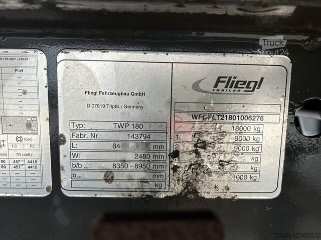 Koffer Fliegl TWP180 Wipkar / Mid Axle Trailer / BPW Disk / B...