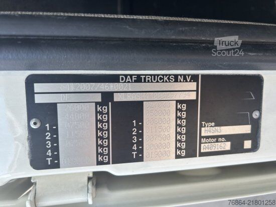 Kamion z zamenljivo nadgradnjo DAF XF 480 FAR BDF EURO 6 LIFTACHSE, RETARDER