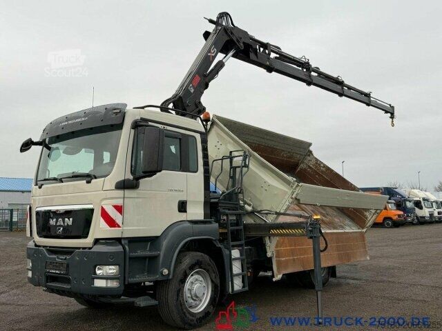 Трехсторонний самосвал MAN 18.320 4x4 H Hiab144 15mHöhe Bordmatik Greiferst