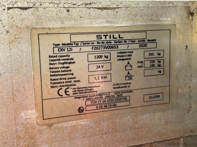 Manuel stabler STILL EXV12i Ex geschützt 24V Geh Hochhubwagen Elektro