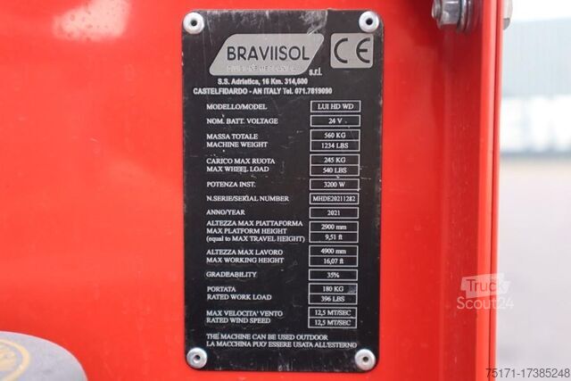 Scharnierende telescopische hoogwerker Bravi LUI HD WD Leonardo New, Electric, 4.90m Working He