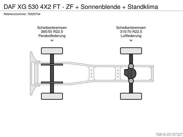 Tracteur routier standard DAF XG 530 4X2 FT - ZF + Sonnenblende + Standklima