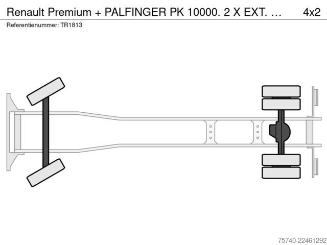 Jeřábové vozidlo Renault Premium + PALFINGER PK 10000.  2 X EXT.  + REMO...