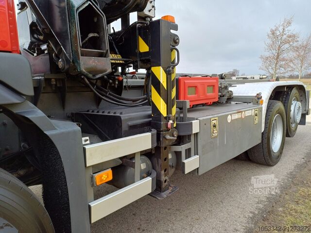 Camión portacontenedores de gancho Volvo FM 9.340 MKG Kran Feuerwehr Firetruck