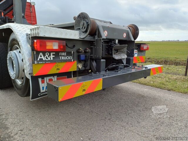 Camión portacontenedores de gancho Volvo FM 9.340 MKG Kran Feuerwehr Firetruck