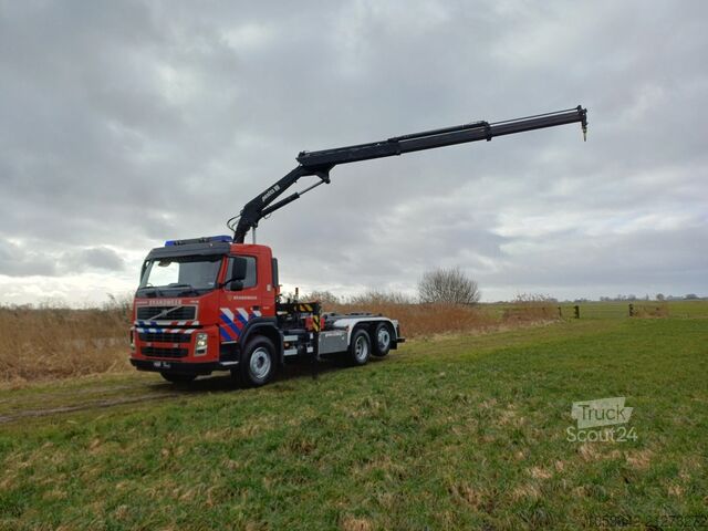 Camión portacontenedores de gancho Volvo FM 9.340 MKG Kran Feuerwehr Firetruck
