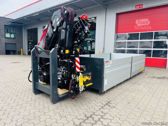 Ladskifteanhænger  Abrollcontainer Container 6,5 m Kran  Fassi F150